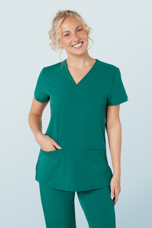 Ari Two-pocket Scrub Top Hunter Green