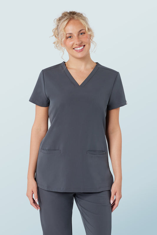 Ari Two-pocket Scrub Top Pewter