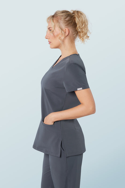 Ari Two-pocket Scrub Top Pewter