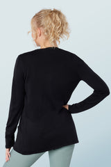 Long V-Neck Cardigan Black