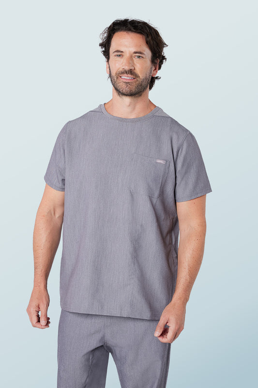 Miles Crew Neck Scrub Top Charcoal