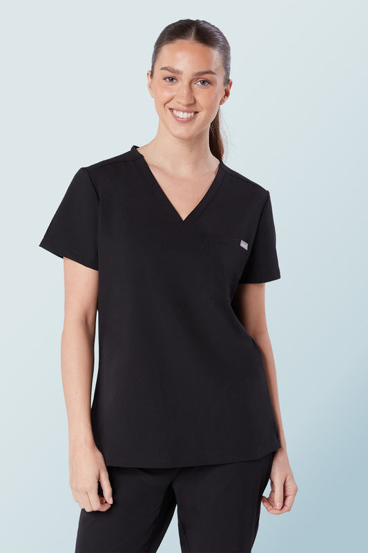 Nova One-pocket Scrub Top Black