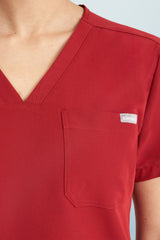 Nova One-pocket Scrub Top Burgundy