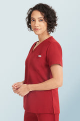 Nova One-pocket Scrub Top Burgundy