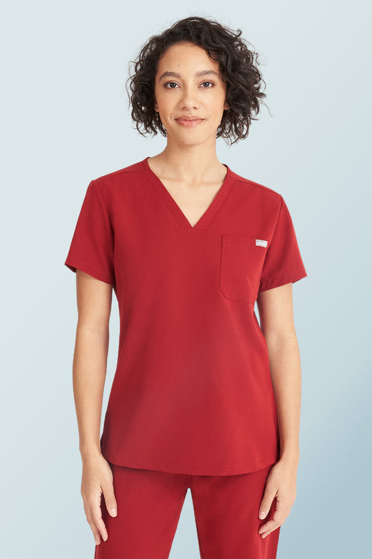 Nova One-pocket Scrub Top Burgundy