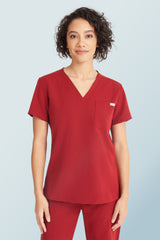 Nova One-pocket Scrub Top Burgundy