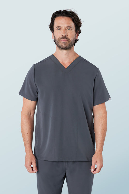 Oscar Two-pocket Scrub Top Pewter