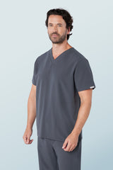 Oscar Two-pocket Scrub Top Pewter