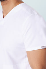 Oscar Two-pocket Scrub Top White