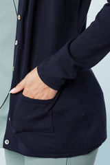 Long V-Neck Cardigan Navy