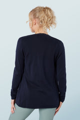 Long V-Neck Cardigan Navy
