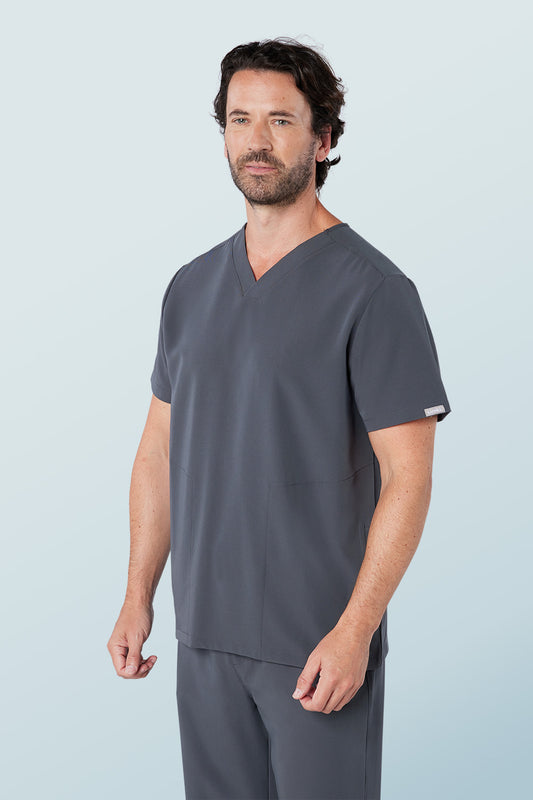 Oscar Two-pocket Scrub Top Pewter